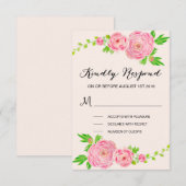Pink Watercolor Ranunculus Wedding RSVP Response (Vorne/Hinten)