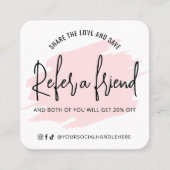 Pink Watercolor Referat Ein freundlicher Salon Quadratische Visitenkarte (Vorderseite)