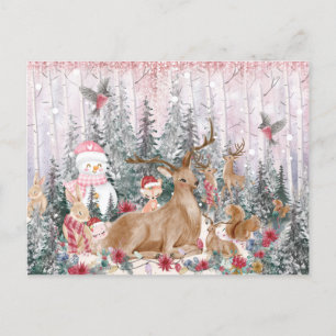 Pink Watercolor Rentier, Snowman Frohe Weihnachten