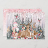 Pink Watercolor Rentier, Snowman Frohe Weihnachten (Vorne/Hinten)