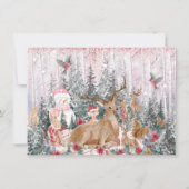 Pink Watercolor Rentier, Snowman Frohe Weihnachten (Vorderseite)
