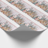 Pink Watercolor Rentier, Snowman Frohe Weihnachten Geschenkpapier (Ecke)