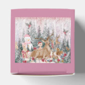 Pink Watercolor Rentier, Snowman Frohe Weihnachten Geschenkschachtel (Oben)
