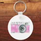 Pink Watercolor Retro Camera Photographer Logo Schlüsselanhänger (Vorderseite)