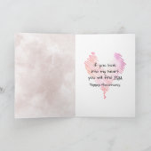 Pink Watercolor Romantisches Jubiläum Karte (Innenseite)