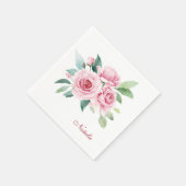 Pink Watercolor-Rose anpassen Serviette (Ecke)