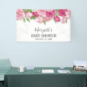 Pink Watercolor Rose Babydusche Begrüßungsbanner Banner (Messeveranstaltung)