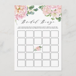 Pink Watercolor Rose Brautparty Bingo Spiel Begleitkarte