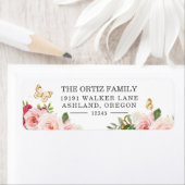 Pink Watercolor Rose Butterfly Rücksendeadresse La (Insitu)