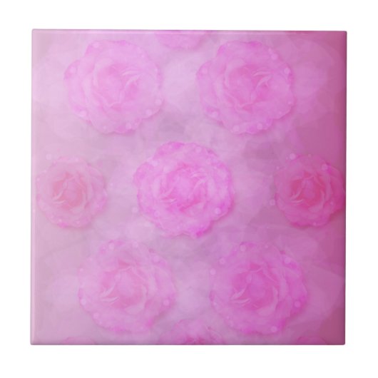 PINK Watercolor Rose Fliese (Vorderseite)