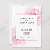 Pink Watercolor Rose Hochzeit Einladung (Vorderseite)