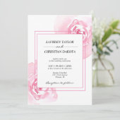 Pink Watercolor Rose Hochzeit Einladung (Stehend Vorderseite)