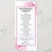 Pink Watercolor Rose Hochzeitsprogramm Flachkarte Programm (Rückseite)
