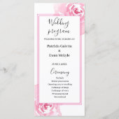 Pink Watercolor Rose Hochzeitsprogramm Flachkarte Programm (Vorderseite)