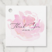 Pink Watercolor Rose Kalligraphie Danke Geschenkanhänger (Vorderseite)