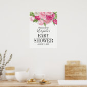 Pink Watercolor Rose Kinderdusche Begrüßungspaket Poster (Küche)