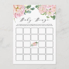 Pink Watercolor Rose Kinderdusche Bingo Spiel Begleitkarte