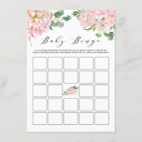 Pink Watercolor Rose Kinderdusche Bingo Spiel