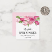 Pink Watercolor Rose Kinderdusche Mitteilungskarte (Vorderseite/Rückseite Beispiel)