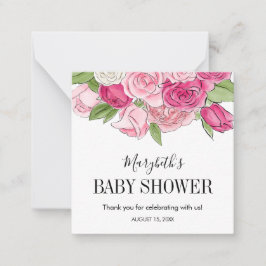 Pink Watercolor Rose Kinderdusche Mitteilungskarte