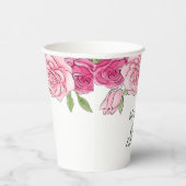 Pink Watercolor Rose Kinderdusche Pappbecher (Rechts)