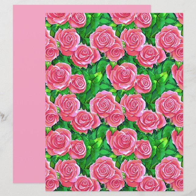 Pink Watercolor Rose Muster (Vorne/Hinten)