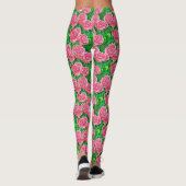 Pink Watercolor Rose Muster Leggings (Rückseite)