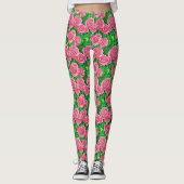 Pink Watercolor Rose Muster Leggings (Vorderseite)
