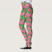 Pink Watercolor Rose Muster Leggings (Links)