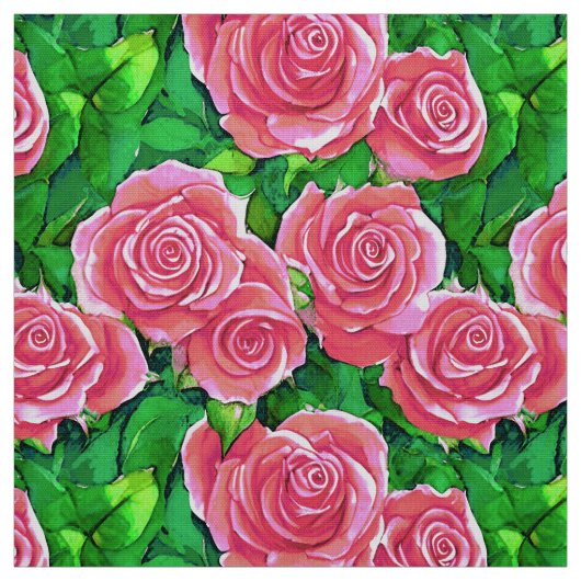Pink Watercolor Rose Muster Stoff (Muster)