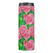 Pink Watercolor Rose Muster Thermosbecher (Rückseite)