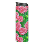 Pink Watercolor Rose Muster Thermosbecher (Nach rechts gedreht)