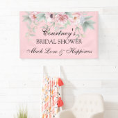 Pink Watercolor Rose Peonies Poppies Banner (Insitu)