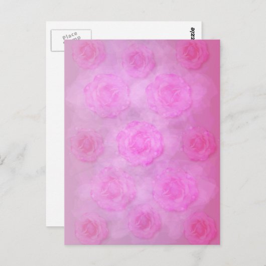 PINK Watercolor Rose Postkarte (Vorne/Hinten)