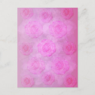 PINK Watercolor Rose Postkarte
