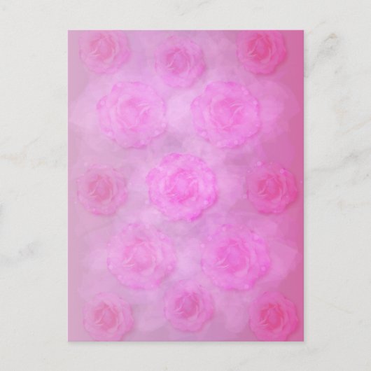 PINK Watercolor Rose Postkarte (Vorderseite)
