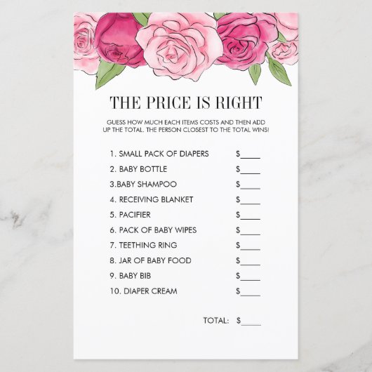 Pink Watercolor Rose Preis ist das richtige Spiel (Vorderseite)