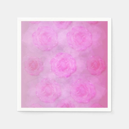 PINK Watercolor Rose Serviette (Vorderseite)