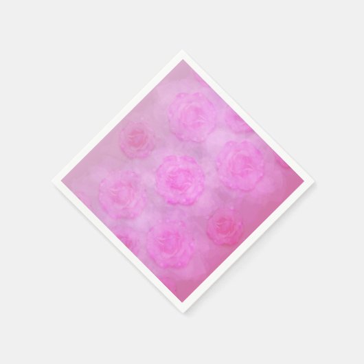 PINK Watercolor Rose Serviette (Ecke)