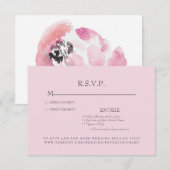 Pink Watercolor Rose Wedding RSVP Card (Vorne/Hinten)