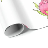 Pink Watercolor-Rosenknospe-Muster Geschenkpapier (Rolleneckpunkt)