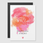 Pink watercolor Save the date Magneteinladung (Vorne/Hinten)