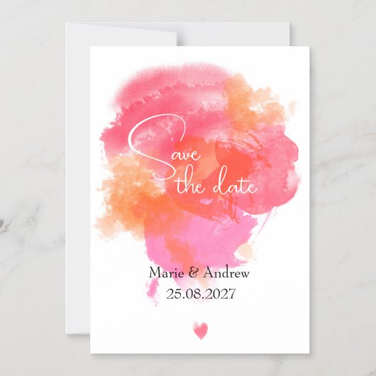 Pink watercolor Save the date Magneteinladung (Vorderseite)