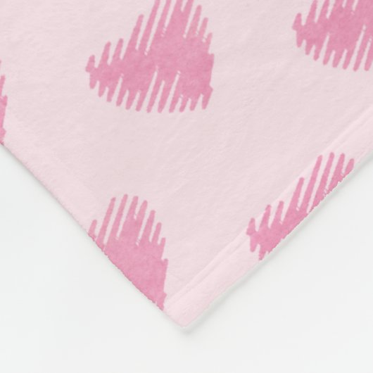 Pink Watercolor Scribble Hearts, Personalisiert Fleecedecke (Ecke)