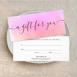 Pink Watercolor Script Wellness-Center Geschenkgut Werbekarte