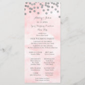 Pink Watercolor Silver Confetti Wedding Program Programm (Rückseite)