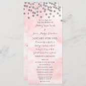 Pink Watercolor Silver Confetti Wedding Program Programm (Vorne/Hinten)