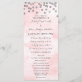 Pink Watercolor Silver Confetti Wedding Program Programm (Vorderseite)