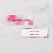 Pink Watercolor Social Media Mini-Visitenkarte Mini Visitenkarte (Vorne/Hinten)