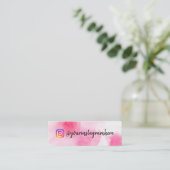 Pink Watercolor Social Media Mini-Visitenkarte Mini Visitenkarte (Stehend Vorderseite)